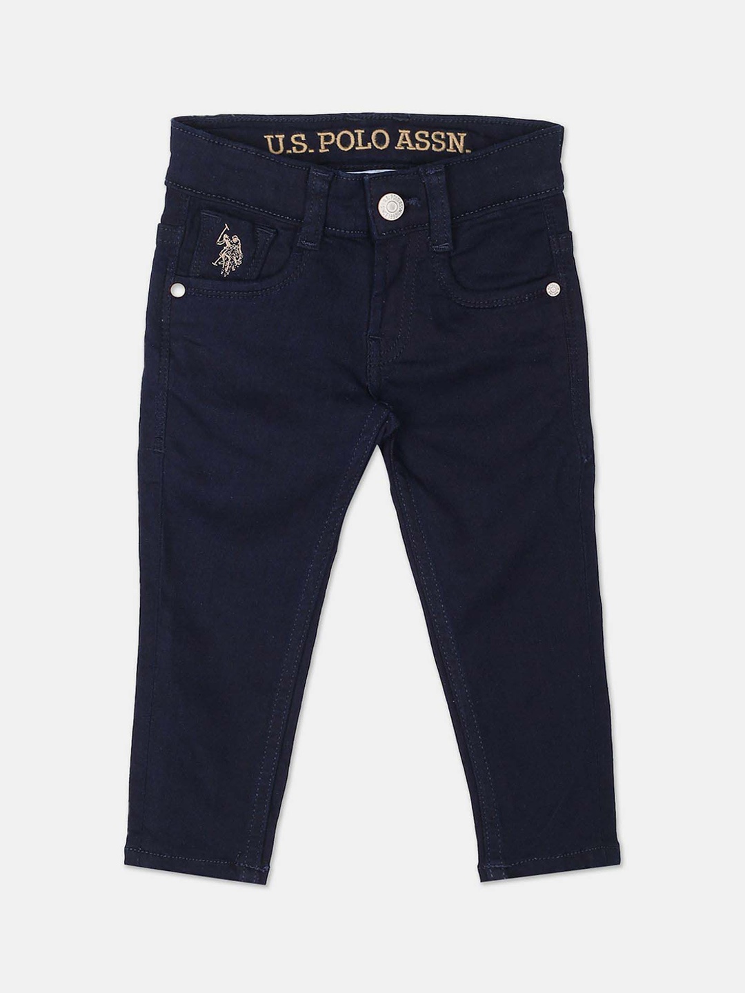 

U.S. Polo Assn. Kids Boys Honeycomb Stretchable Mid-Rise Slim Fit Jeans, Blue