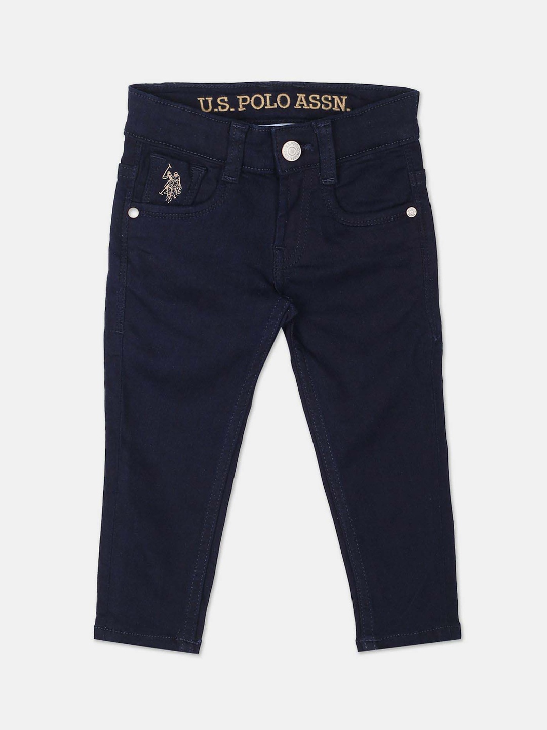 

U.S. Polo Assn. Kids Boys Honeycomb Stretchable Mid-Rise Slim Fit Jeans, Blue