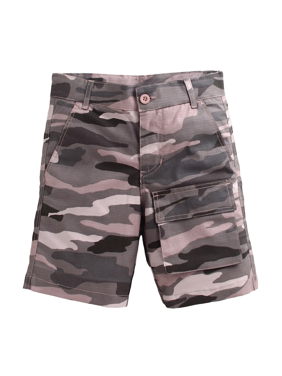 

Cherry Crumble Boys Camouflage Printed Cotton Shorts, Black