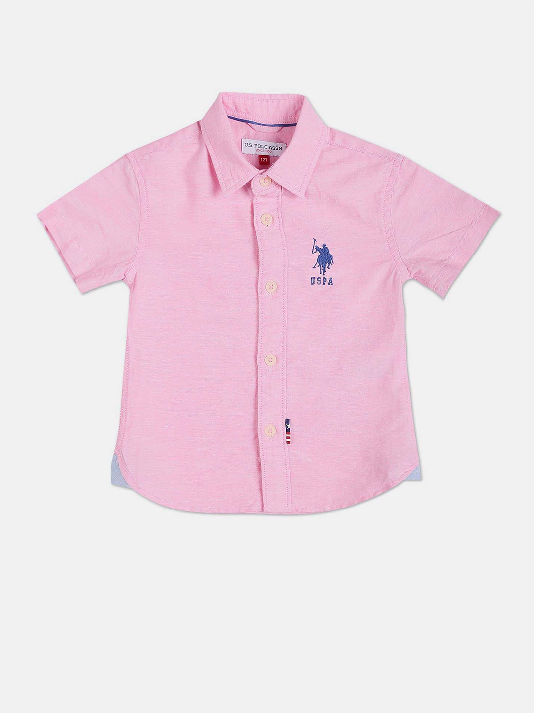 

U.S. Polo Assn. Kids Boys Spread Collar Oxford Cotton Casual Shirt, Pink