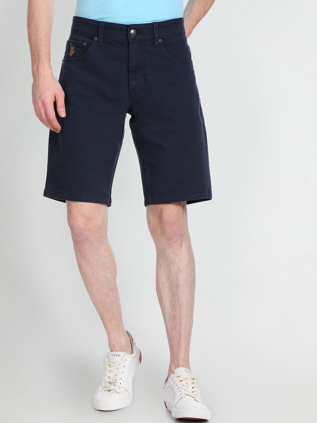 

U.S. Polo Assn. Denim Co. Men Slim Fit Mid Rise Denim Shorts, Navy blue