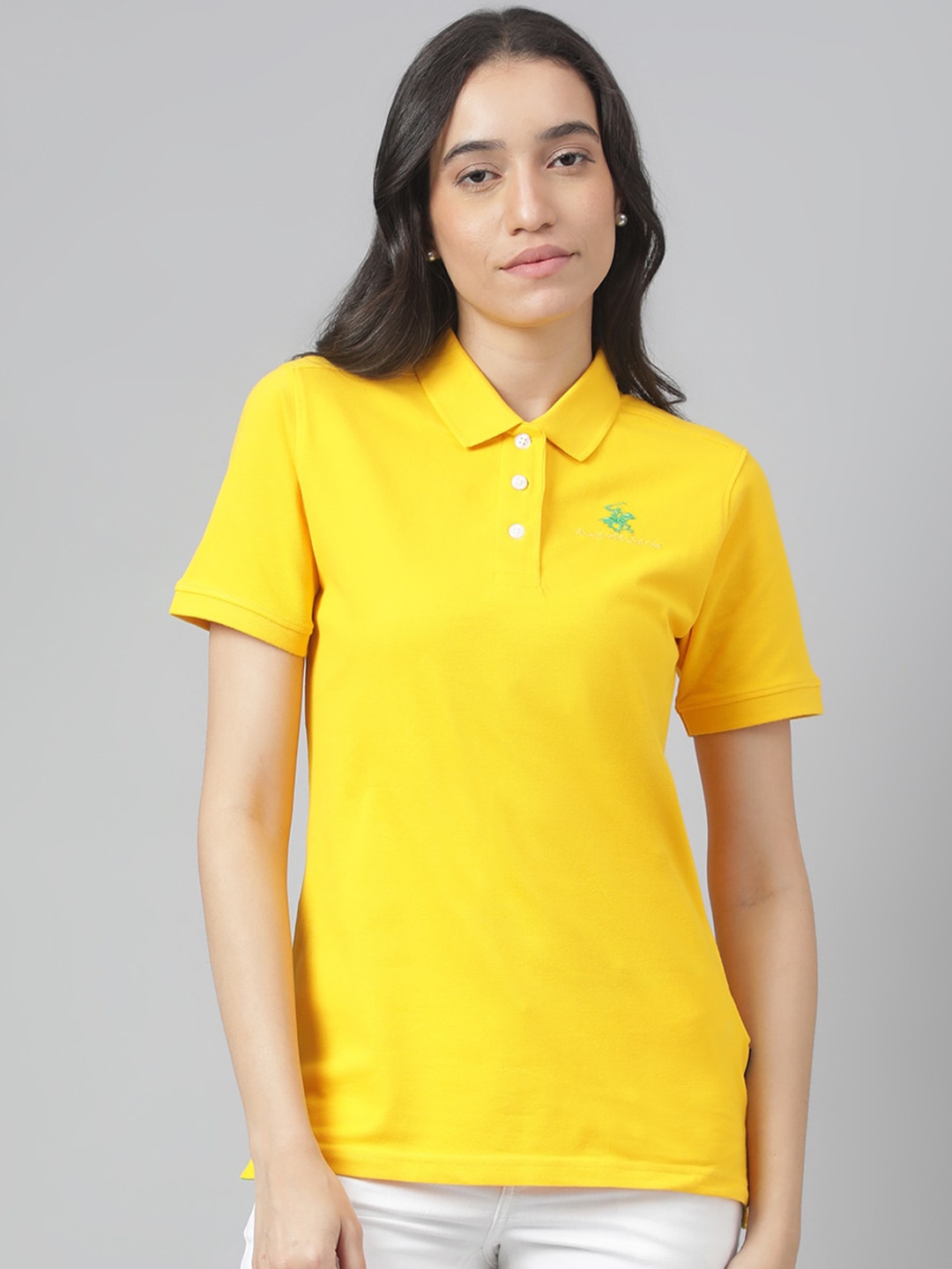 

Beverly Hills Polo Club Polo Collar Relaxed Fit T-shirt, Yellow