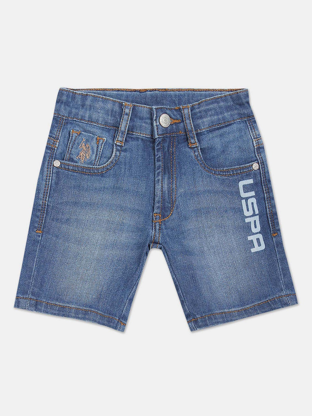 

U.S. Polo Assn. Kids Boys Washed Mid Rise Denim Shorts, Blue