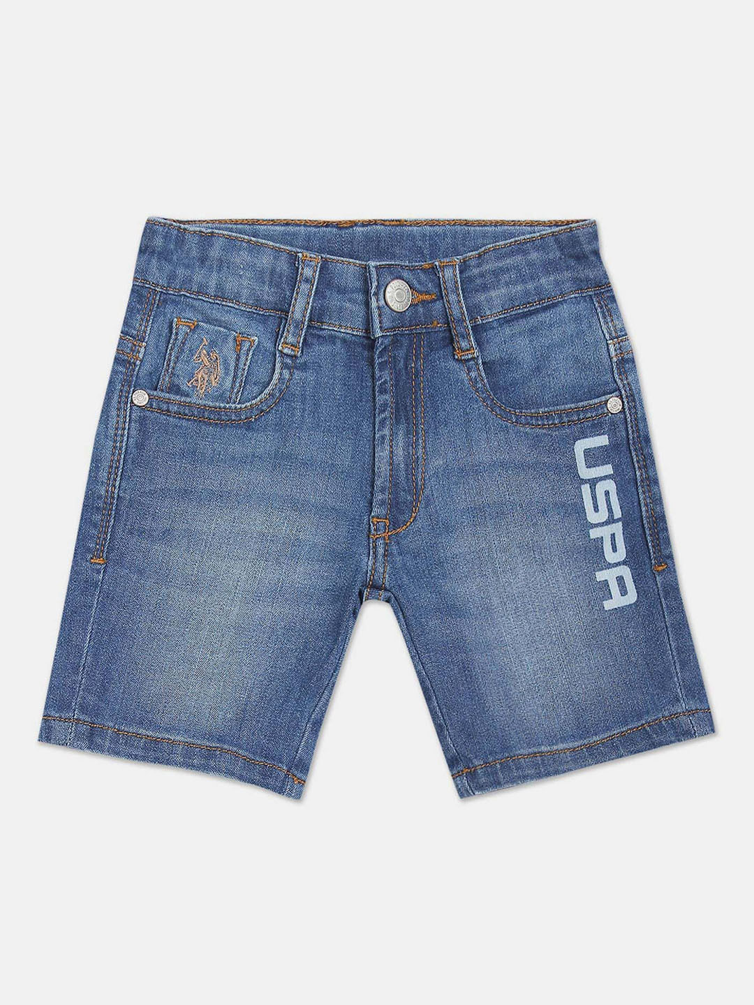 

U.S. Polo Assn. Kids Boys Mid Rise Washed Denim Shorts, Blue