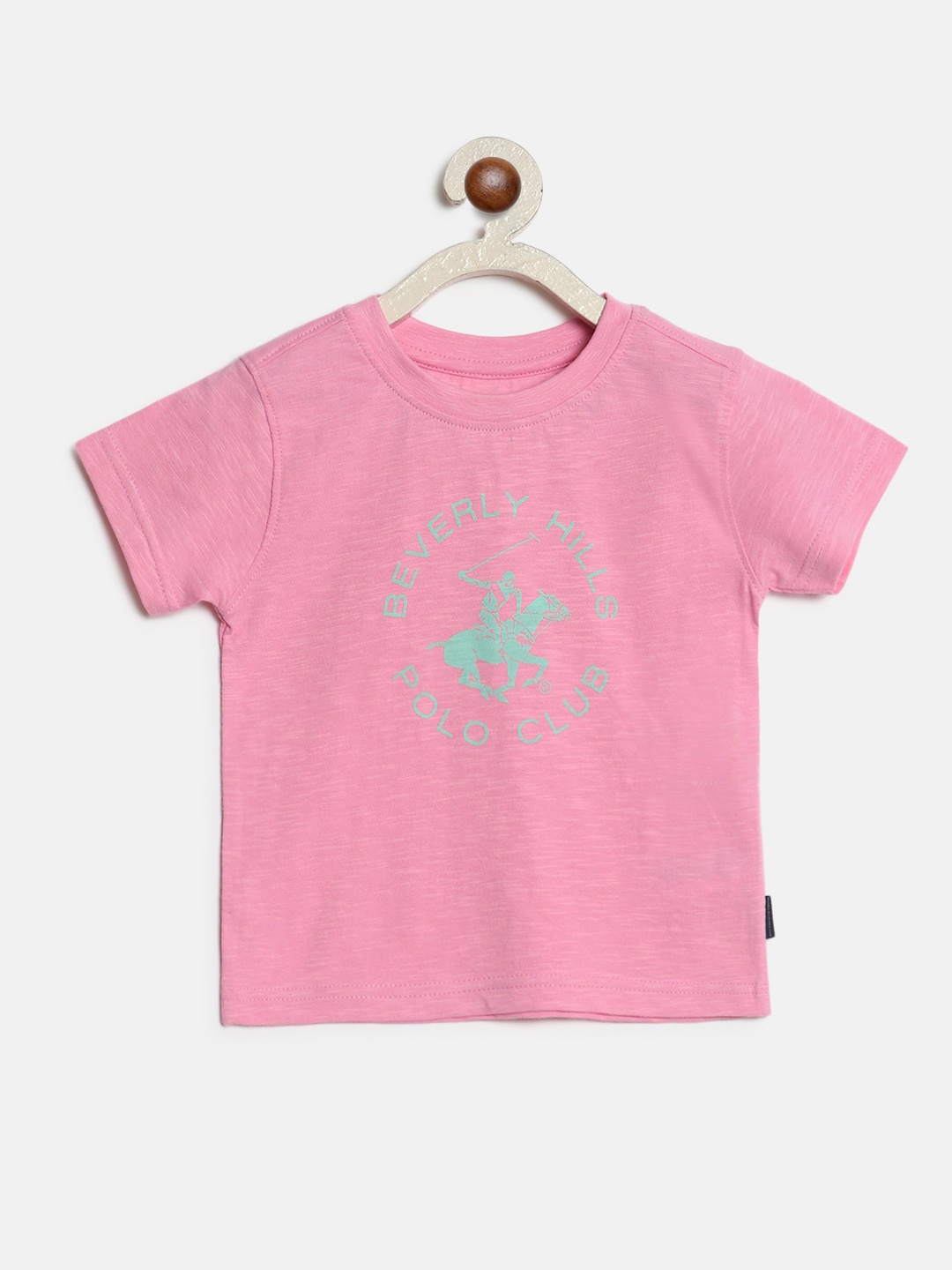 

Beverly Hills Polo Club Girls Graphic Printed Pure Cotton T-Shirt, Pink