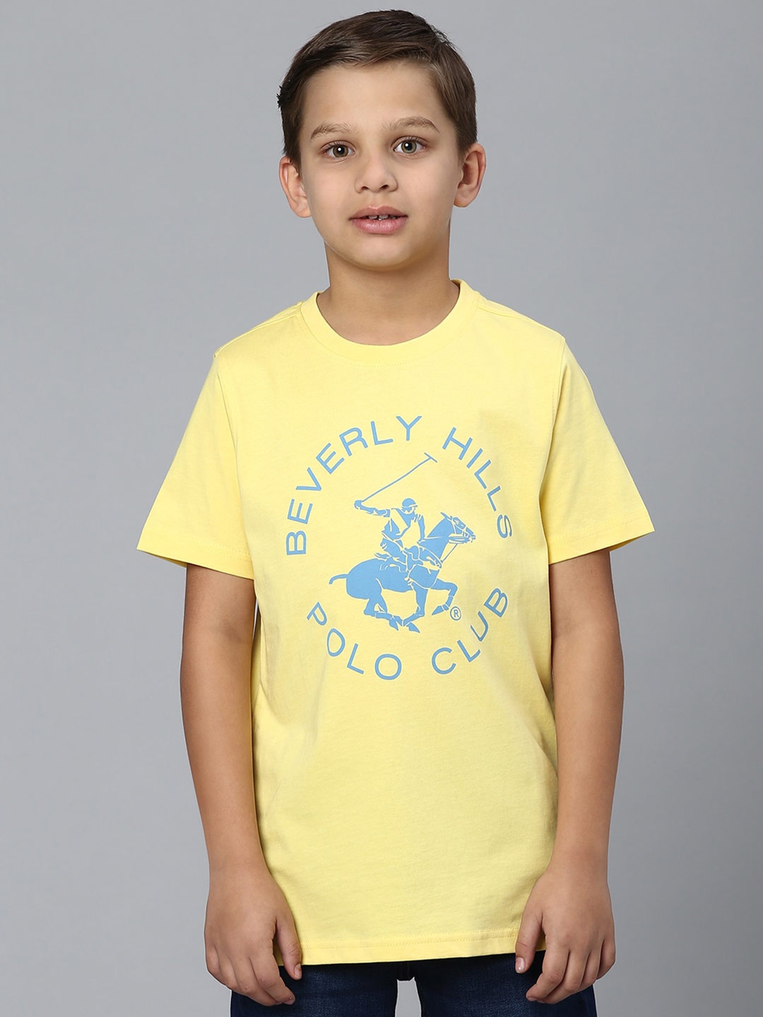 

Beverly Hills Polo Club Boys Typography Printed Cotton T-shirt, Yellow