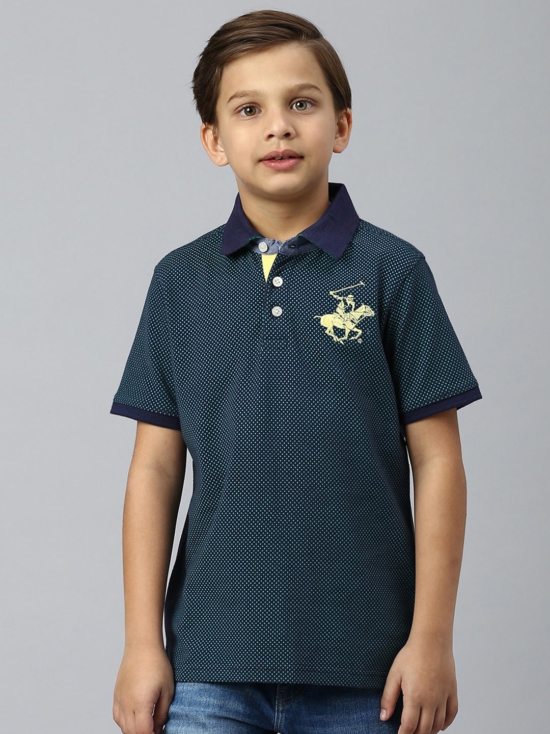 

Beverly Hills Polo Club Boys Polo Collar Cotton T-Shirt, Navy blue