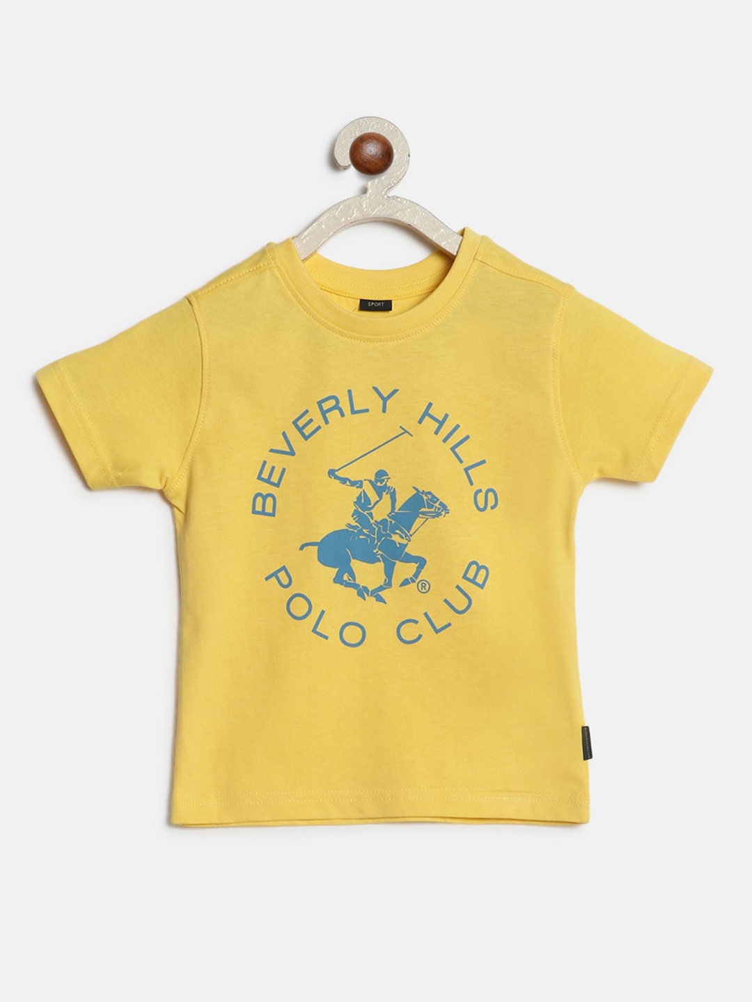 

Beverly Hills Polo Club Boys Typography Printed Cotton T-shirt, Yellow