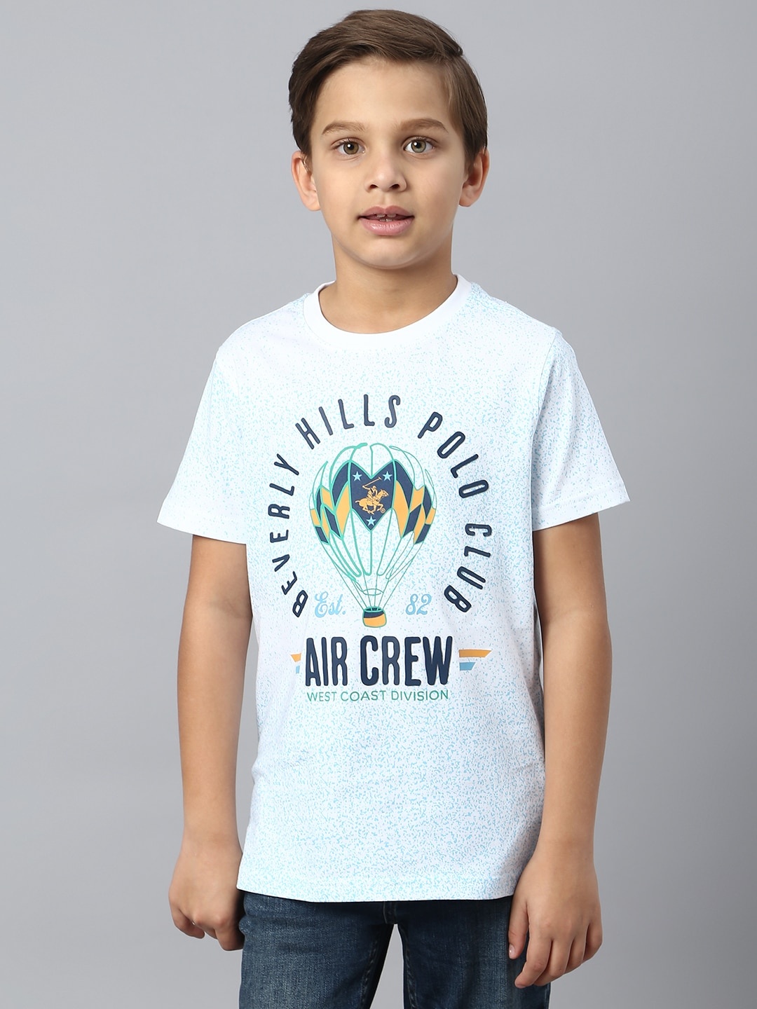 

Beverly Hills Polo Club Boys Typography Printed Round Neck Pure Cotton T-shirt, Blue