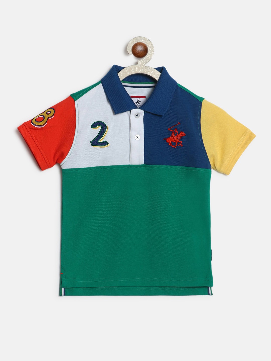 

Beverly Hills Polo Club Boys Colourblocked Polo Collar Cotton T-shirt, Blue