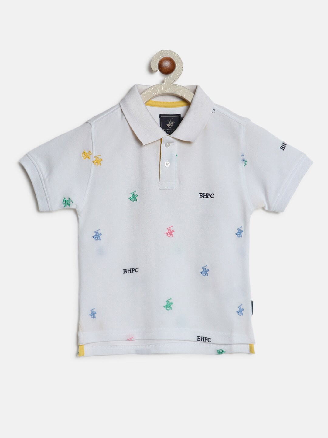 

Beverly Hills Polo Club Boys Embroidered Polo Collar Cotton T-shirt, White