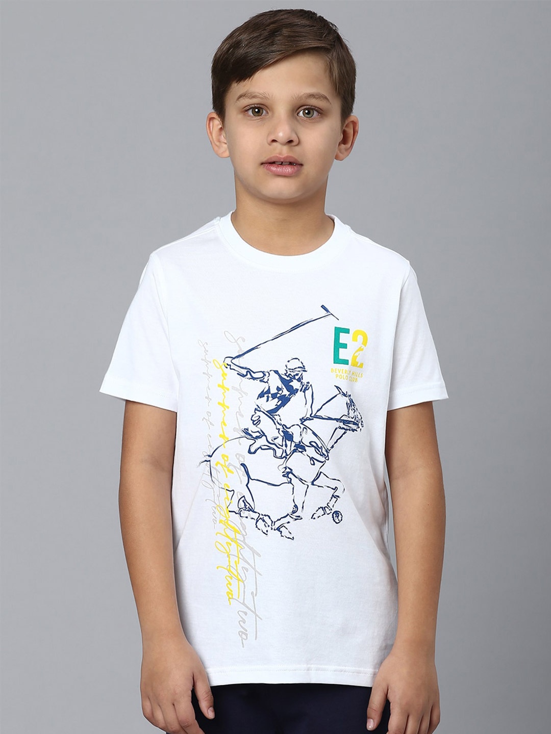 

Beverly Hills Polo Club Boys Graphic Printed Cotton T-shirt, White