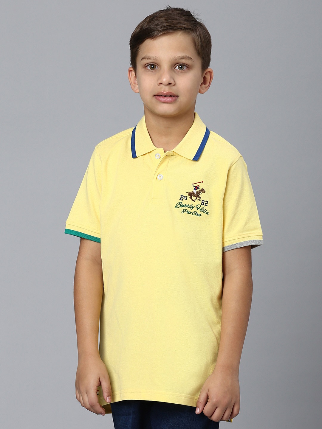 

Beverly Hills Polo Club Boys Polo Collar Cotton T-shirt, Yellow