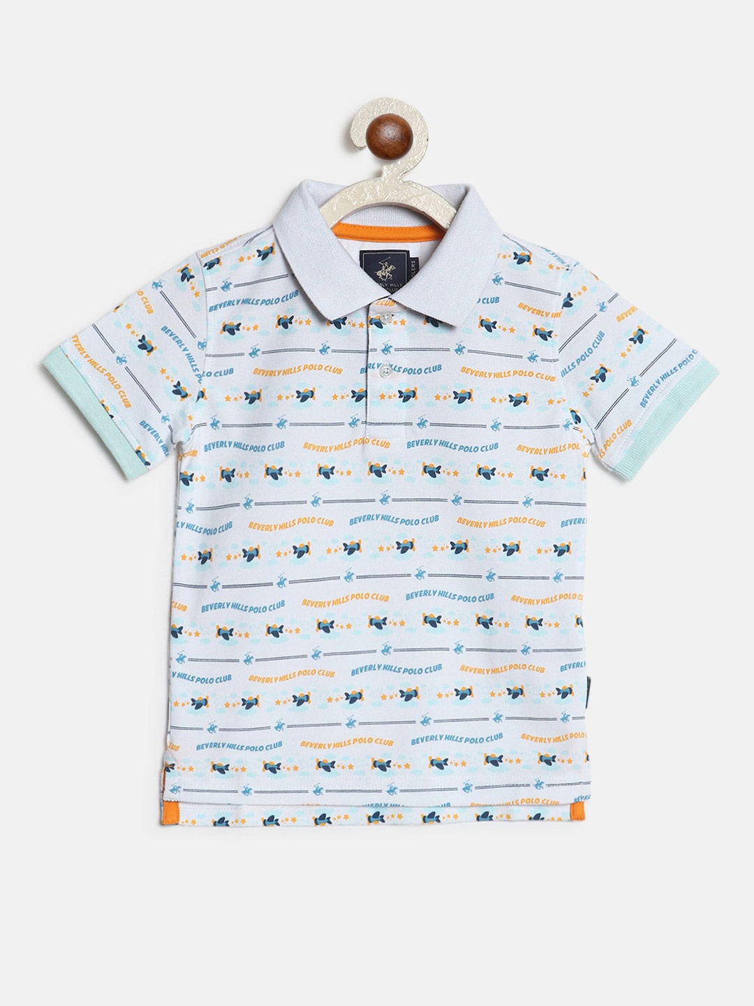 

Beverly Hills Polo Club Boys Printed Polo Collar Cotton T-Shirt, Blue