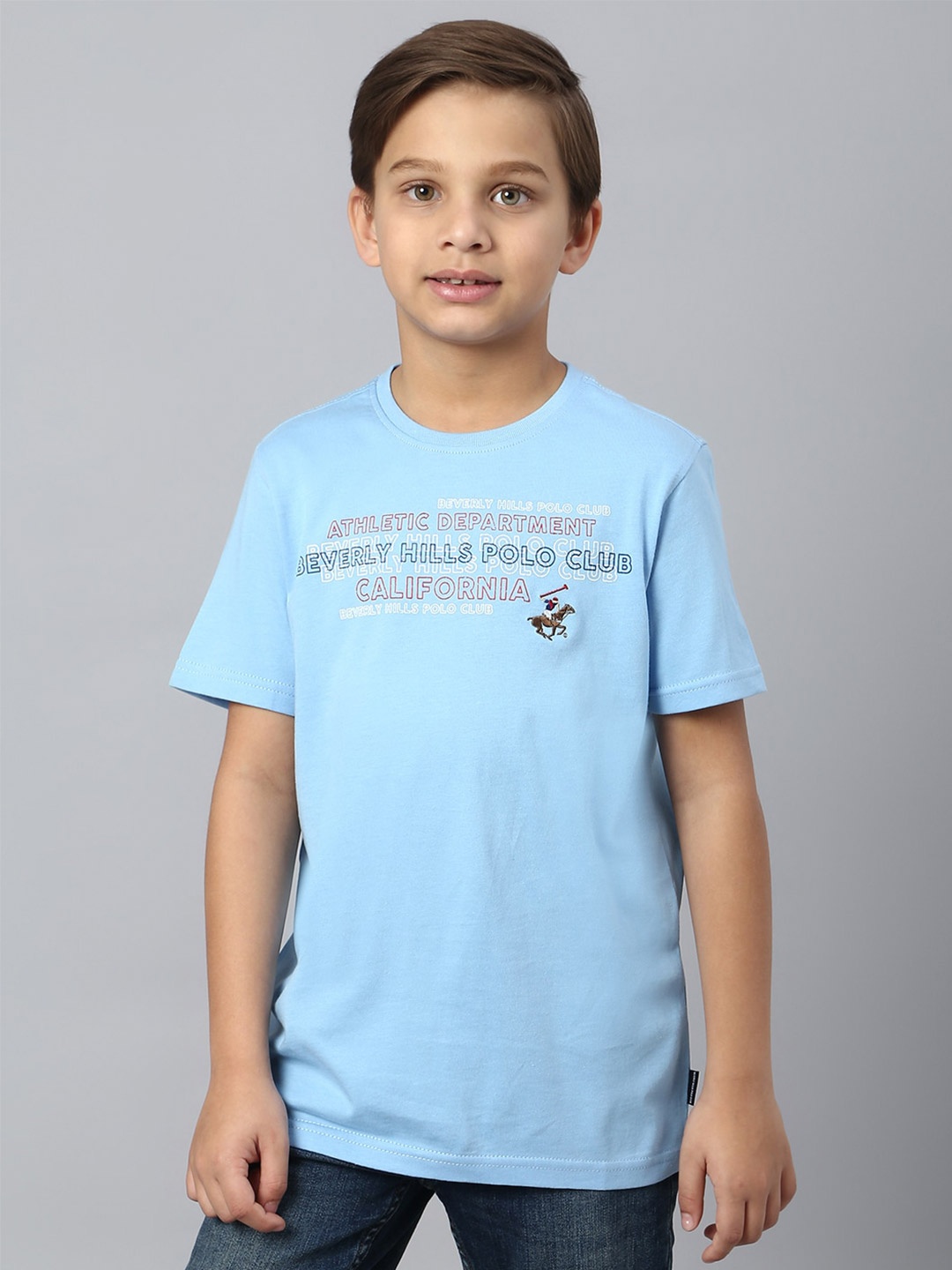 

Beverly Hills Polo Club Boys Typography Printed Cotton T-shirt, Blue