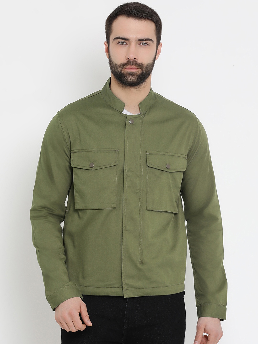 

United Colors of Benetton Men Green Solid Jacket