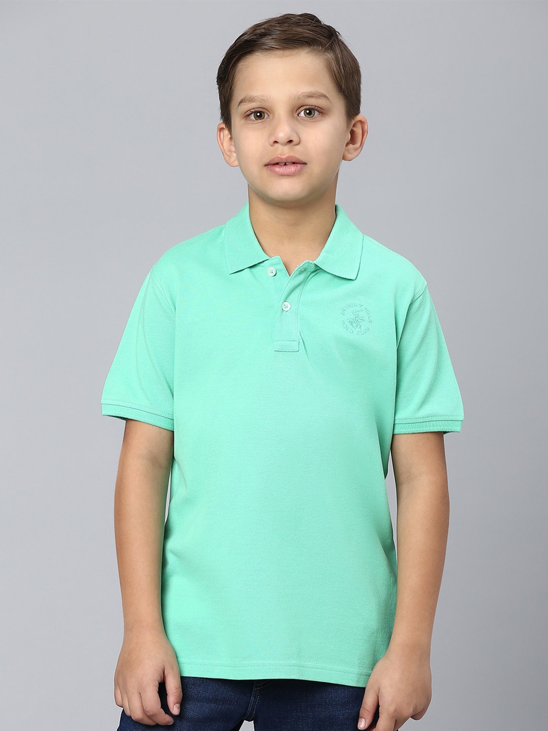 

Beverly Hills Polo Club Boys Polo Collar Cotton T-shirt, Green
