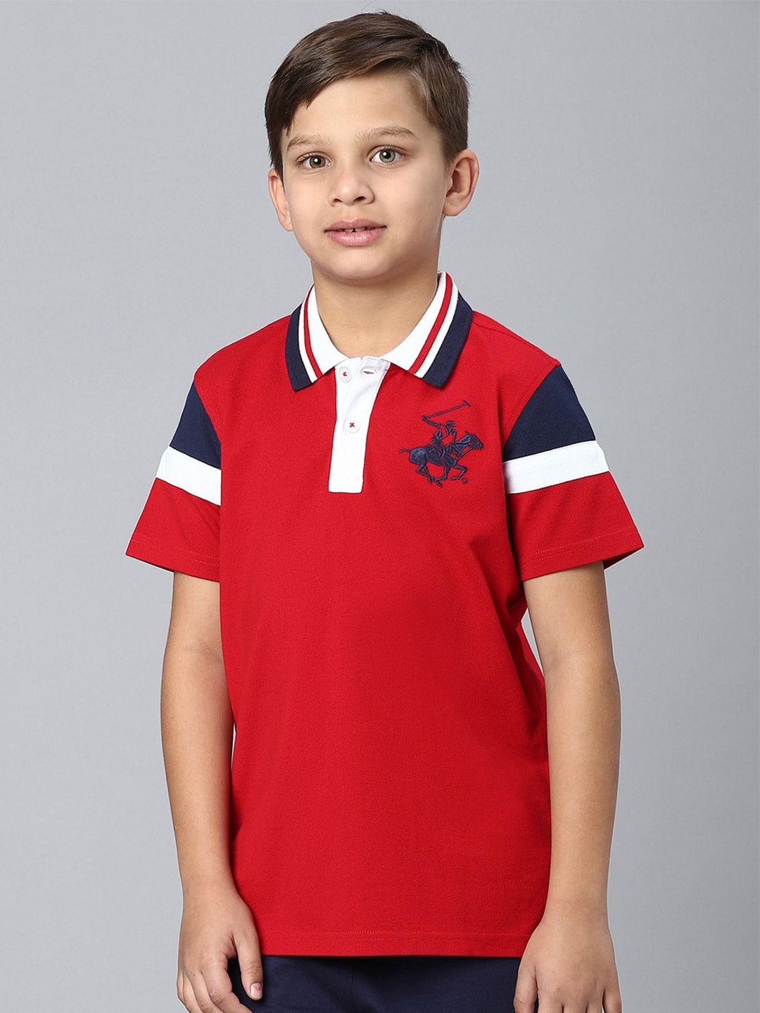 

Beverly Hills Polo Club Boys Polo Collar Cotton T-Shirt, Red