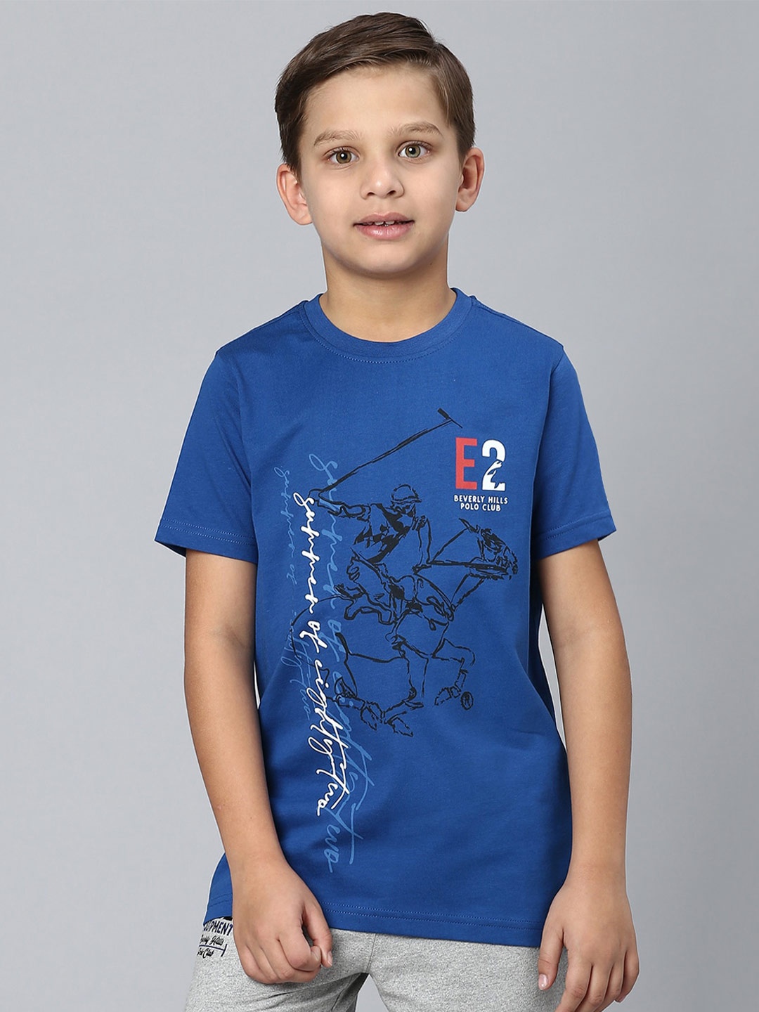 

Beverly Hills Polo Club Boys Graphic Printed Pure Cotton T-shirt, Blue