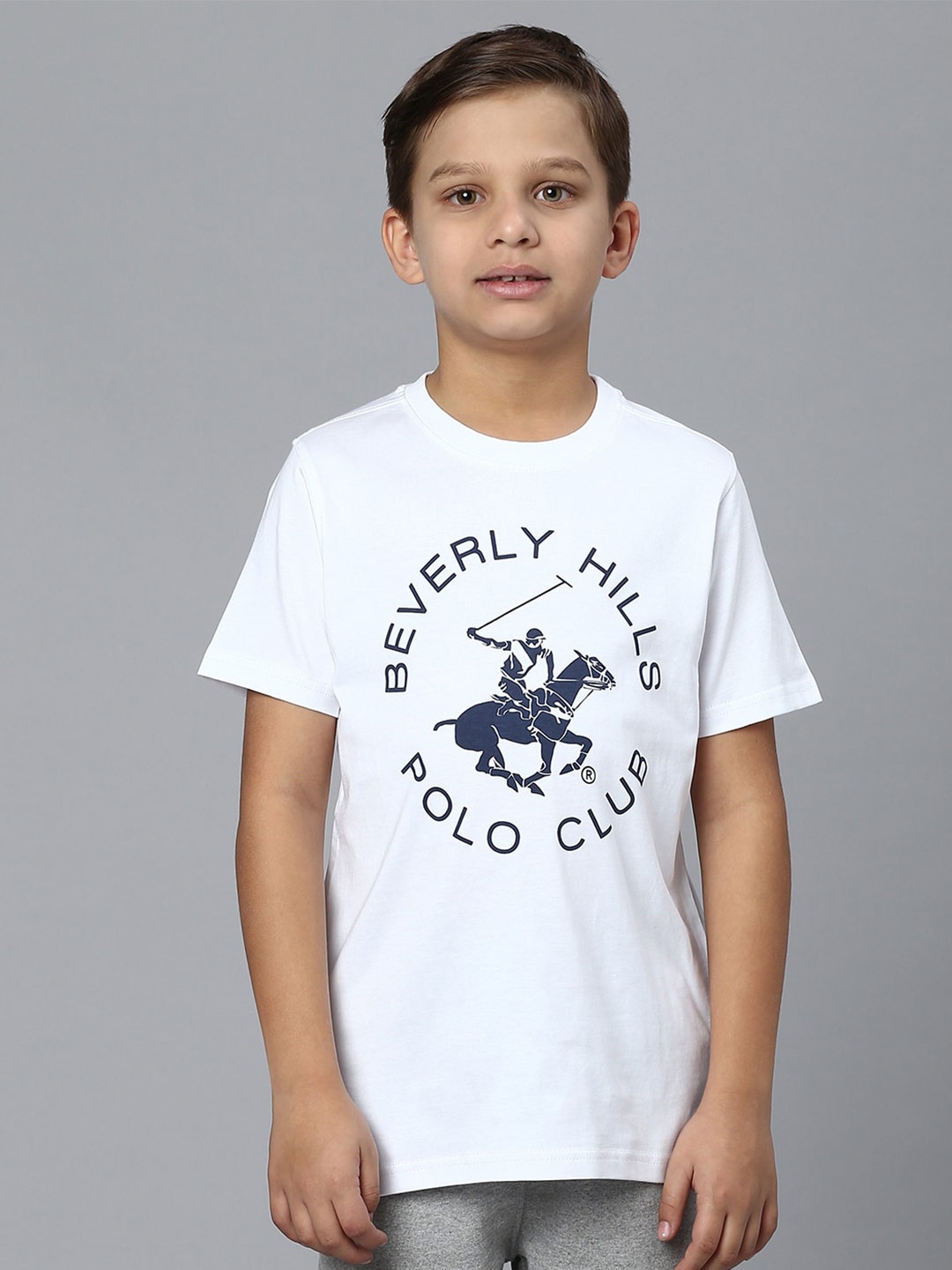 

Beverly Hills Polo Club Boys Typography Printed Round Neck Cotton T-Shirt, White