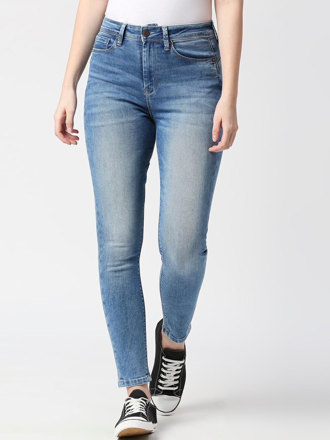 

Pepe Jeans Women Skinny Fit High-Rise Heavy Fade Stretchable Cotton Jeans, Blue