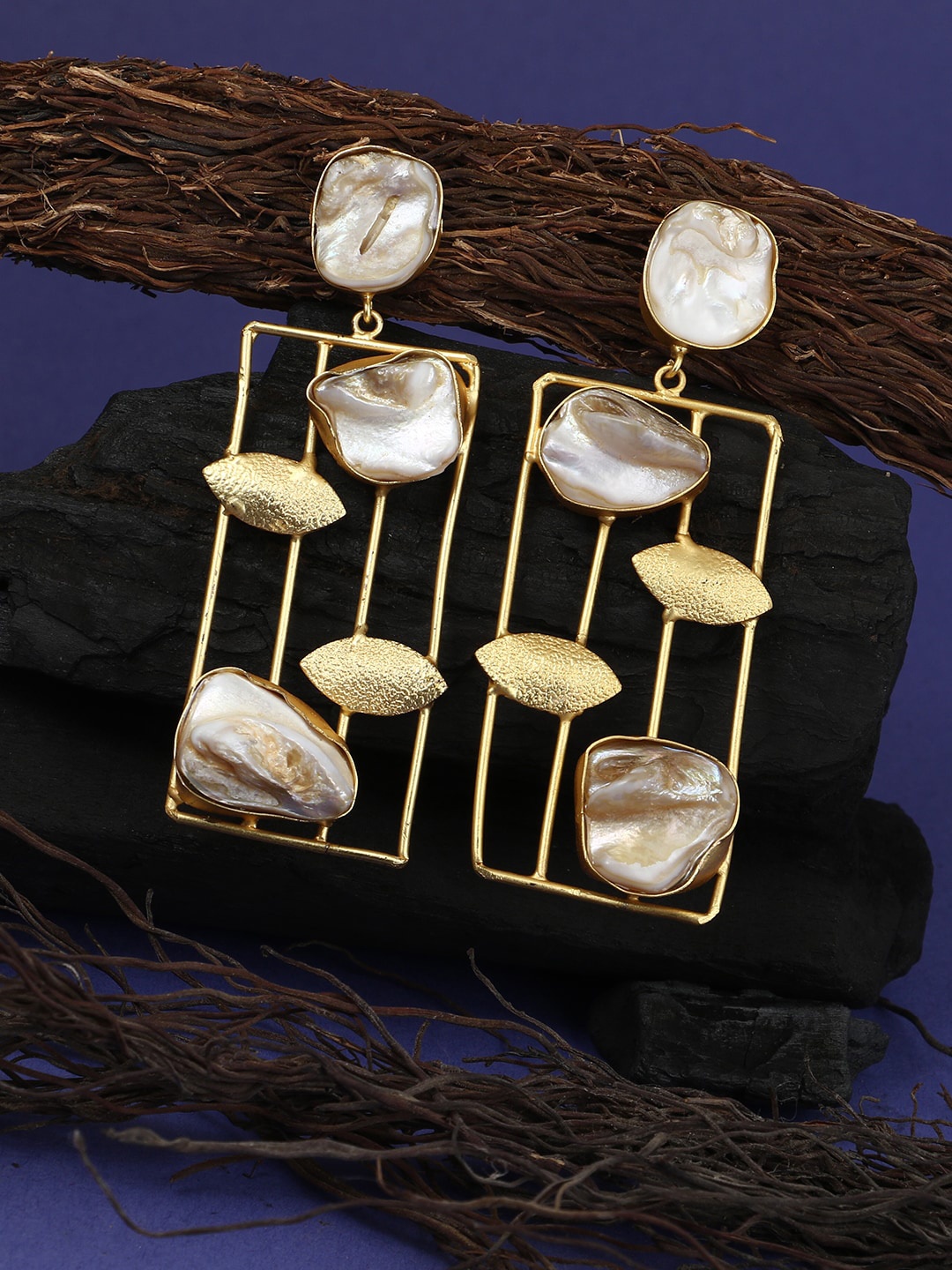 

Adwitiya Collection Gold-Plated Classic Drop Earrings