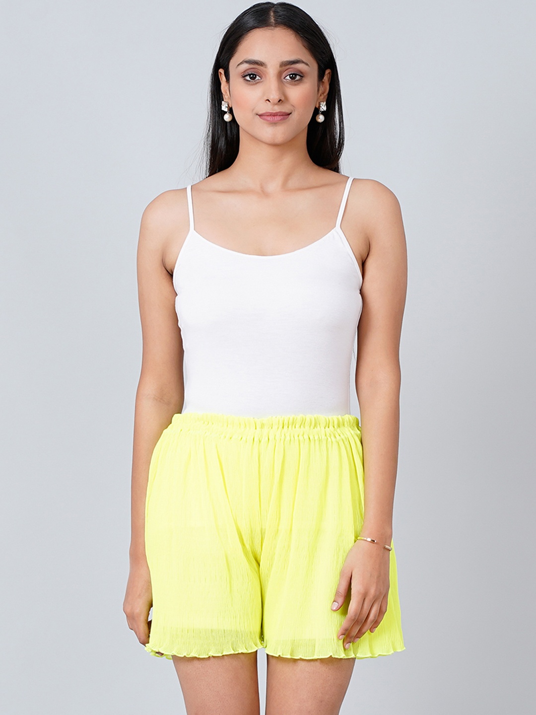 

First Resort by Ramola Bachchan Women Mid Rise Loose Shorts, Yellow