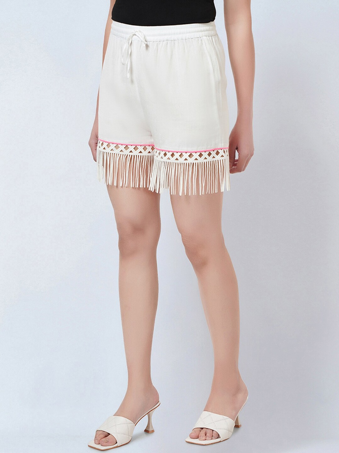 

First Resort by Ramola Bachchan Women Mid-Rise Shorts, Cream