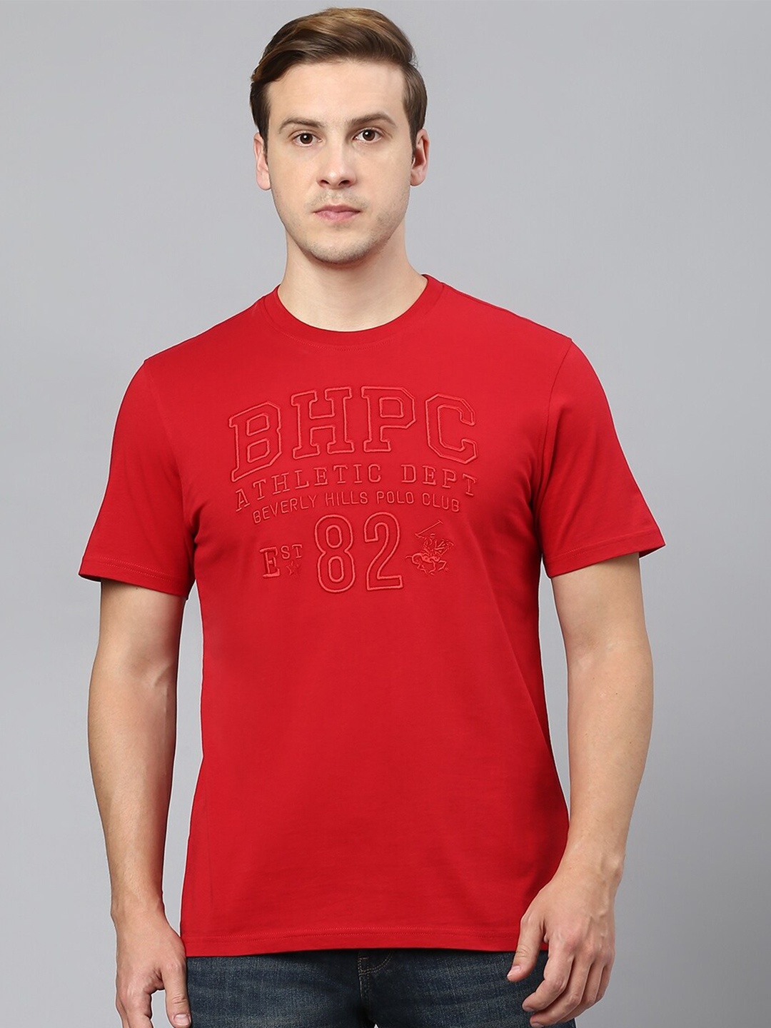 

Beverly Hills Polo Club Typography Printed Pure Cotton T-shirt, Red