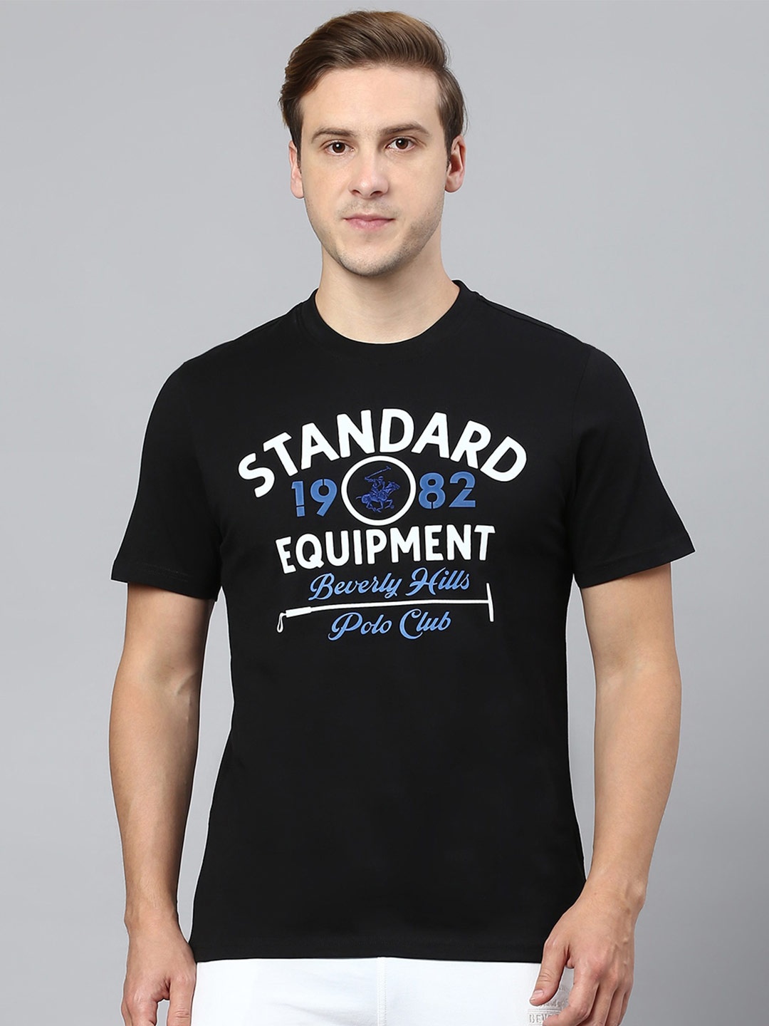

Beverly Hills Polo Club Typography Printed Round Neck Pure Cotton T-shirt, Black