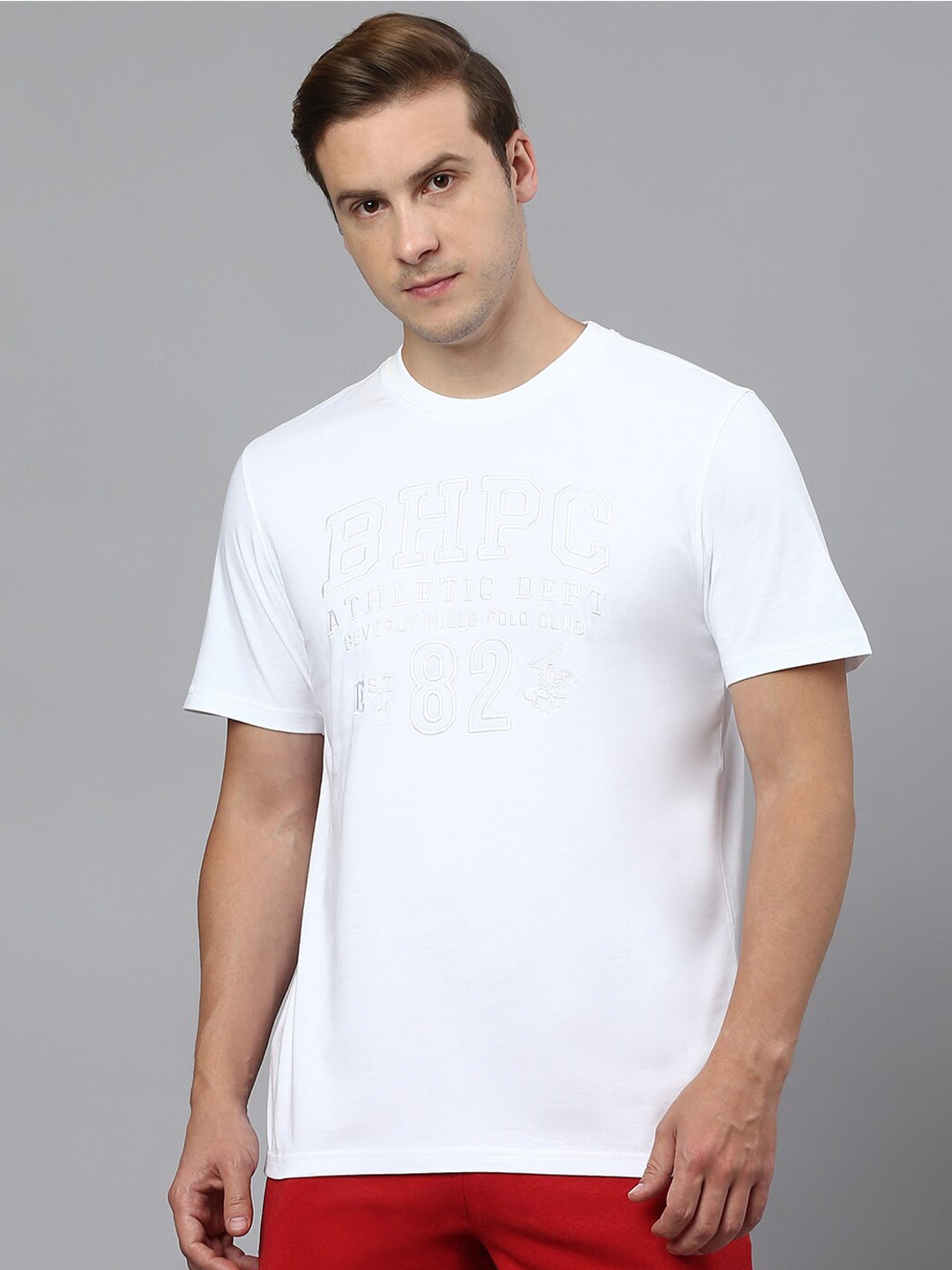

Beverly Hills Polo Club Men Cotton Round Neck T-shirt, White
