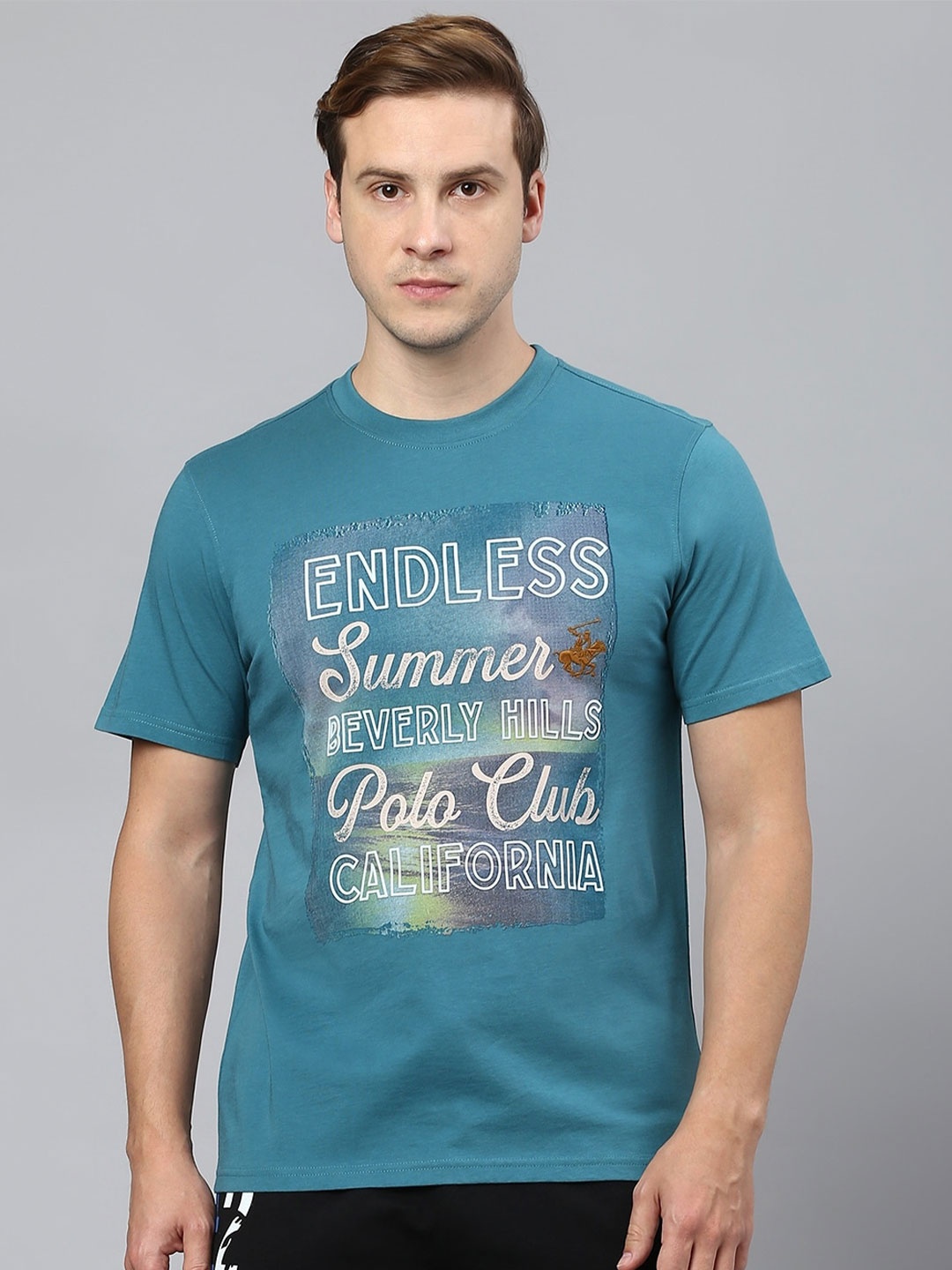 

Beverly Hills Polo Club Typography Printed Pure Cotton T-shirt, Blue