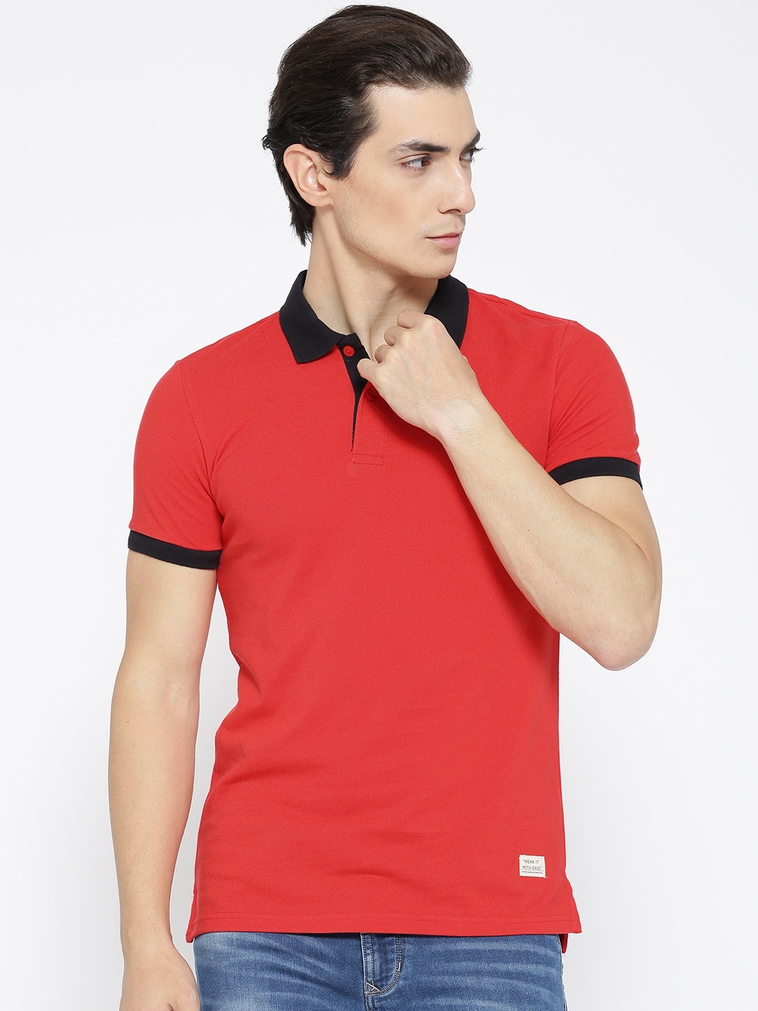 

United Colors of Benetton Men Red Solid Polo Collar T-shirt