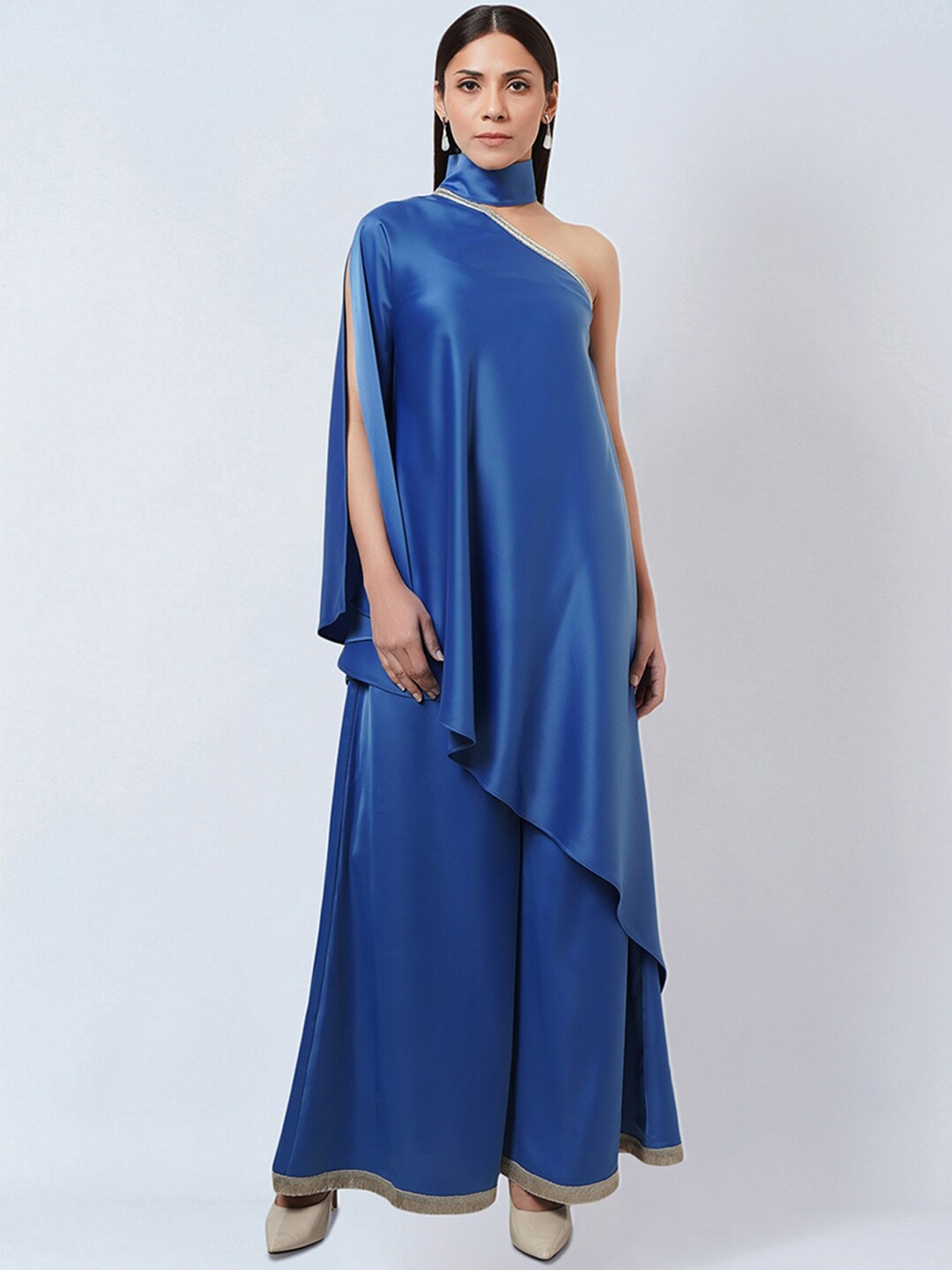 

First Resort by Ramola Bachchan One-Shoulder Asymmetric Tunic, Blue