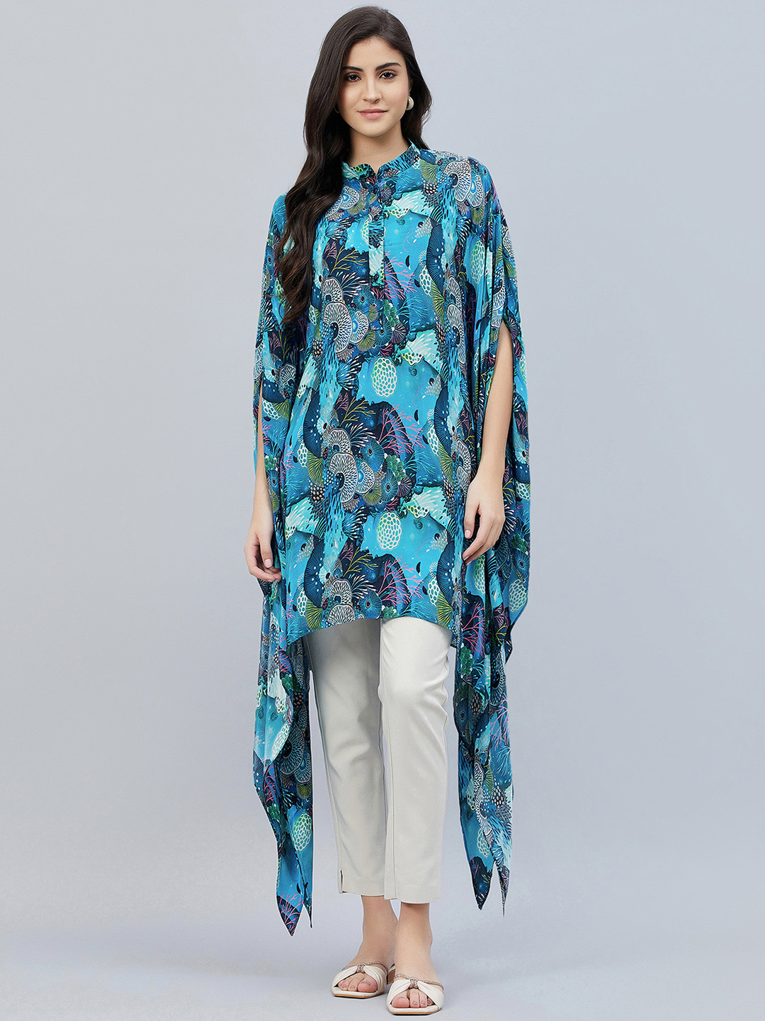 

First Resort by Ramola Bachchan Printed Asymmetric Tunic, Blue