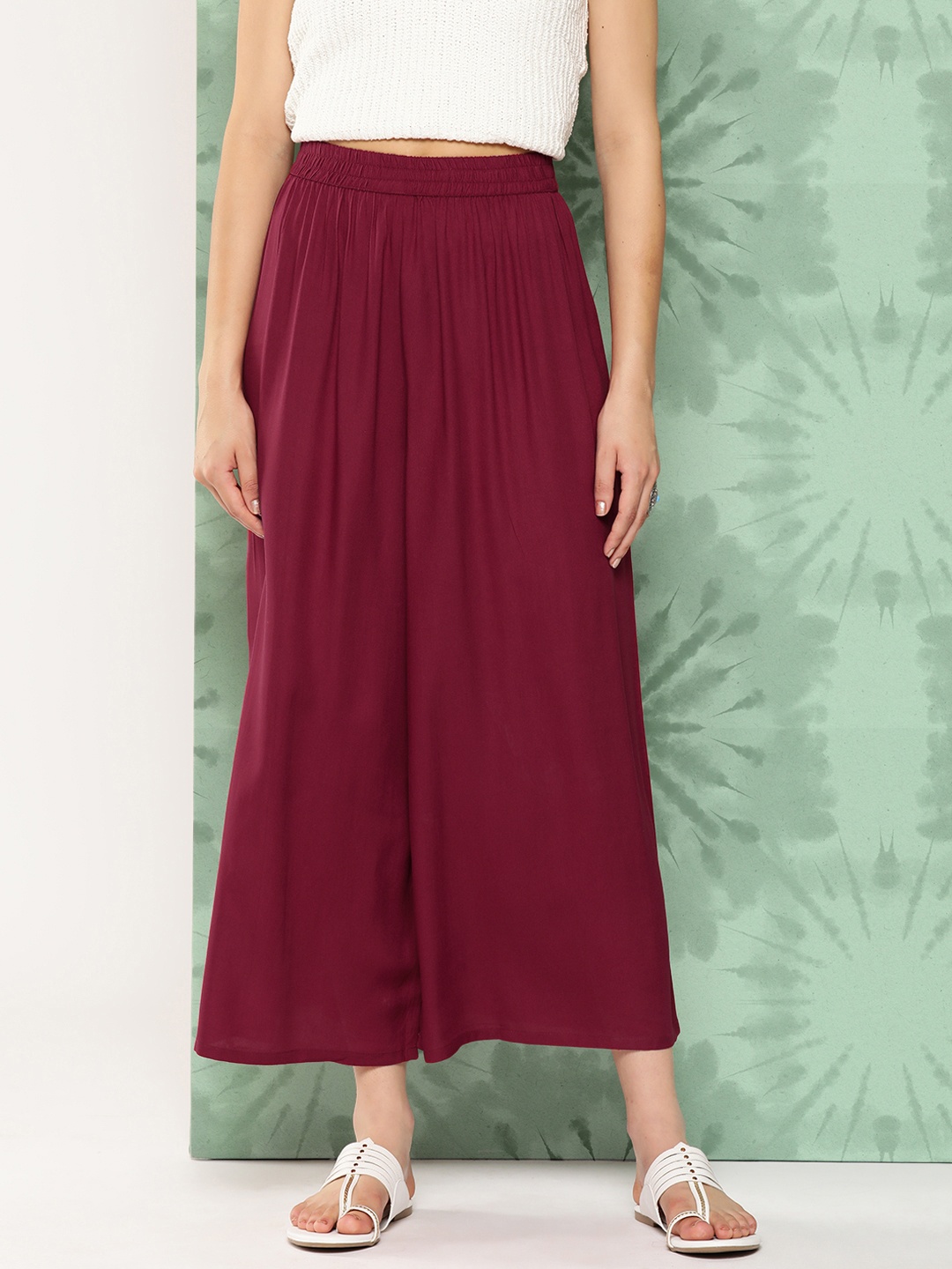 

Libas Women Solid Ethnic Palazzos, Maroon