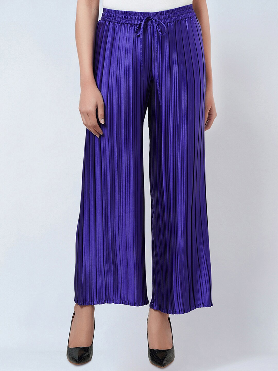 

First Resort by Ramola Bachchan Women Relaxed Fit Pleated Palazzos, Purple