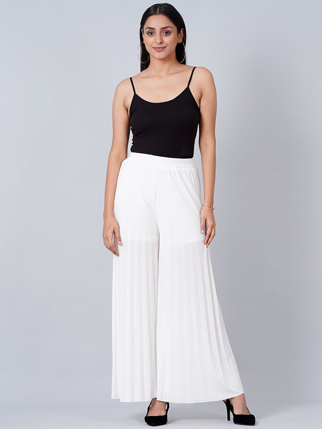 

First Resort by Ramola Bachchan Women Flared High-Rise Palazzos, White