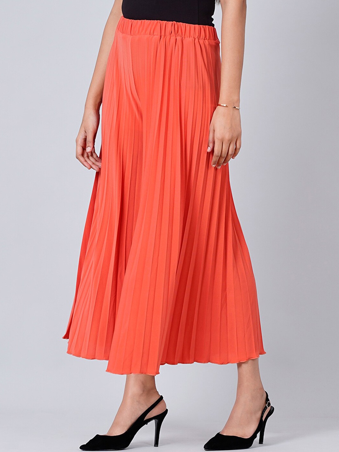 

First Resort by Ramola Bachchan Women Flared Palazzo, Orange