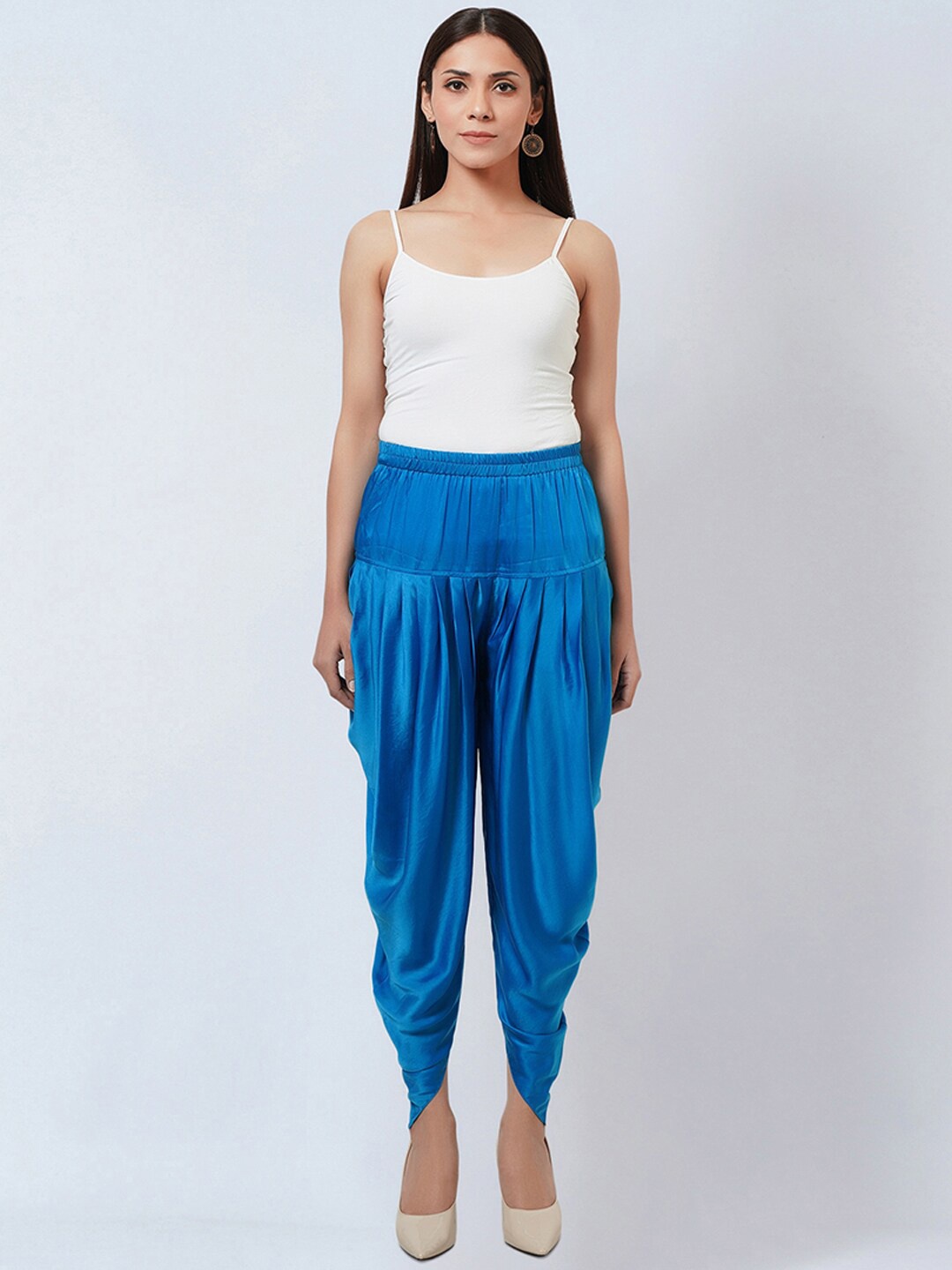 

First Resort by Ramola Bachchan Women Pleated Cotton Dhoti Pants, Blue