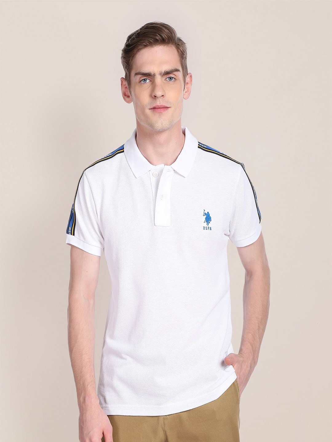 

U.S. Polo Assn. Polo Collar Slim Fit Pure Cotton T-shirt, White