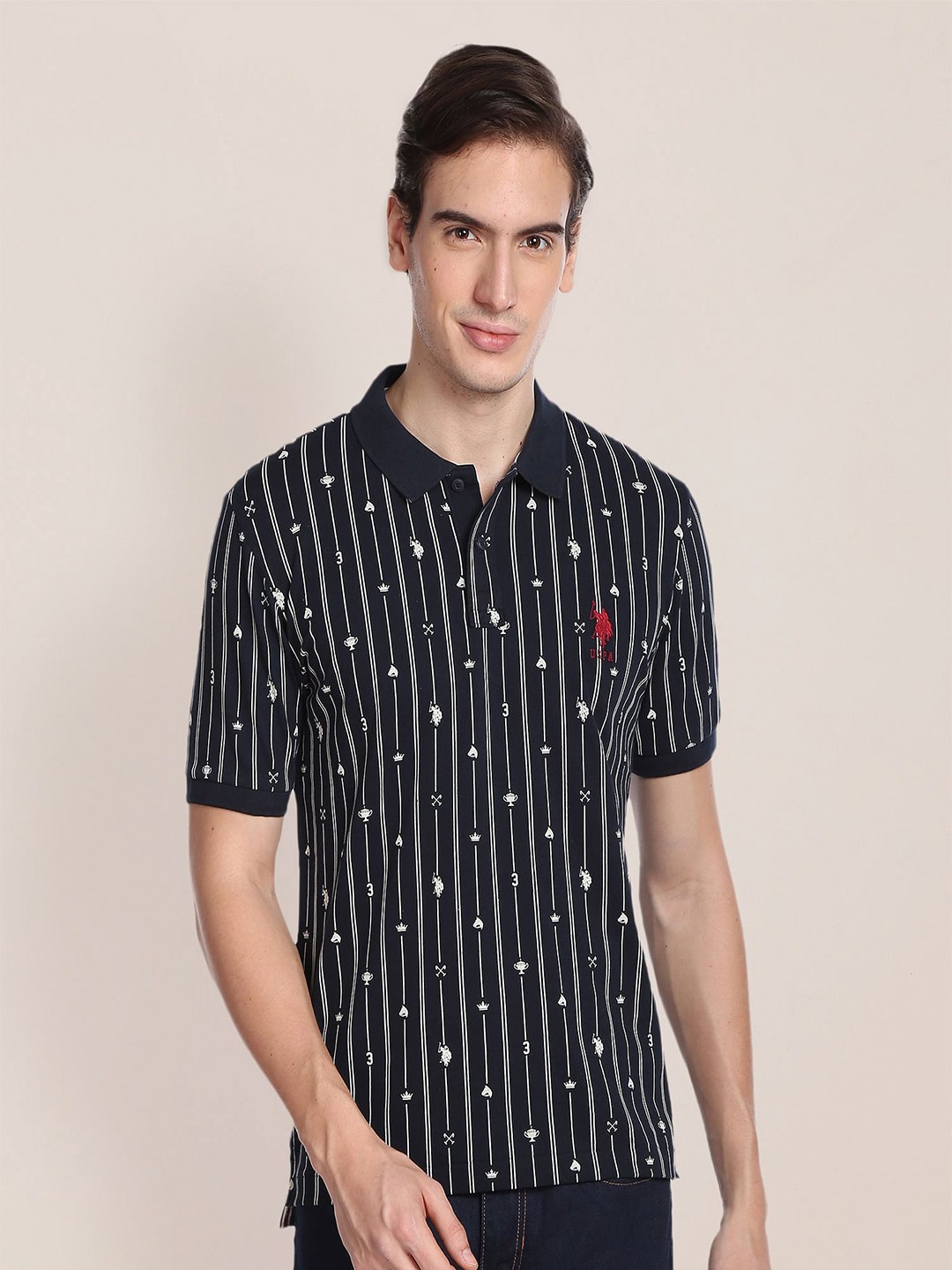 

U.S. Polo Assn. Striped Polo Collar Slim Fit T-shirt, Black