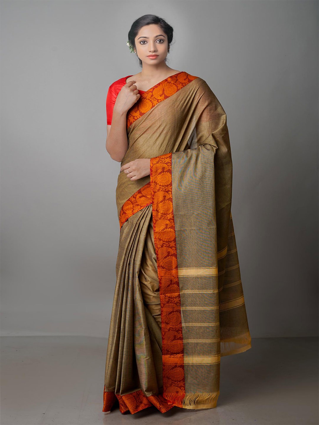 

Unnati Silks Woven Design Zari Handloom Baluchari Saree, Brown