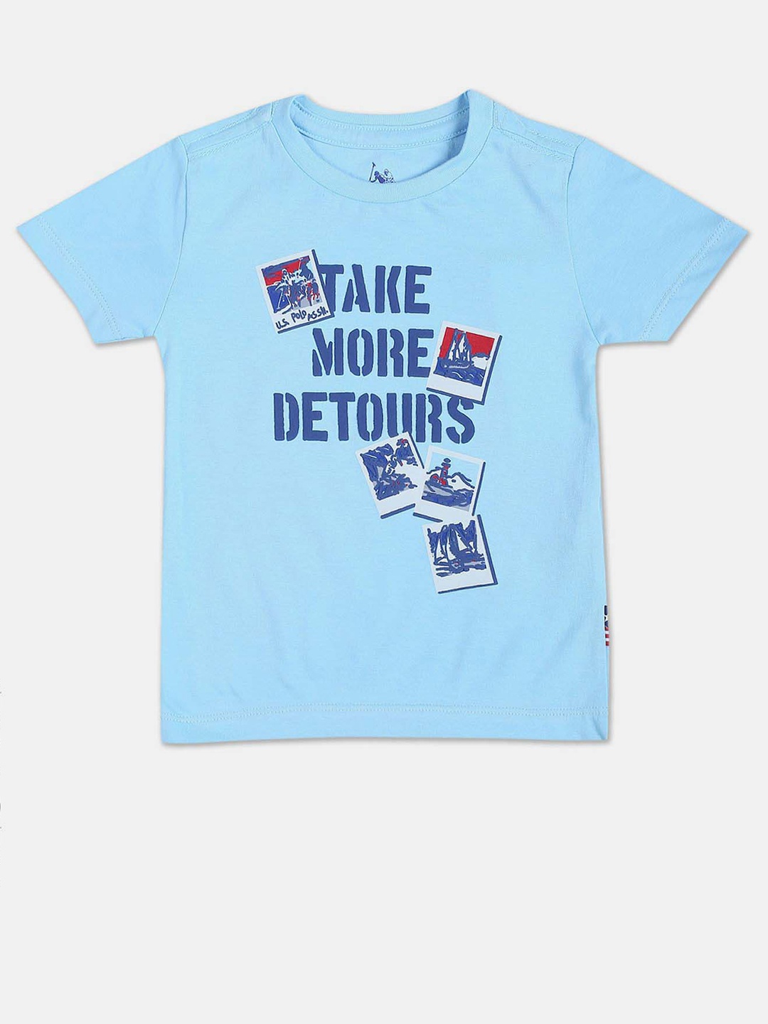 

U.S. Polo Assn. Kids Boys Typography Printed Round Neck Pure Cotton T-shirt, Blue