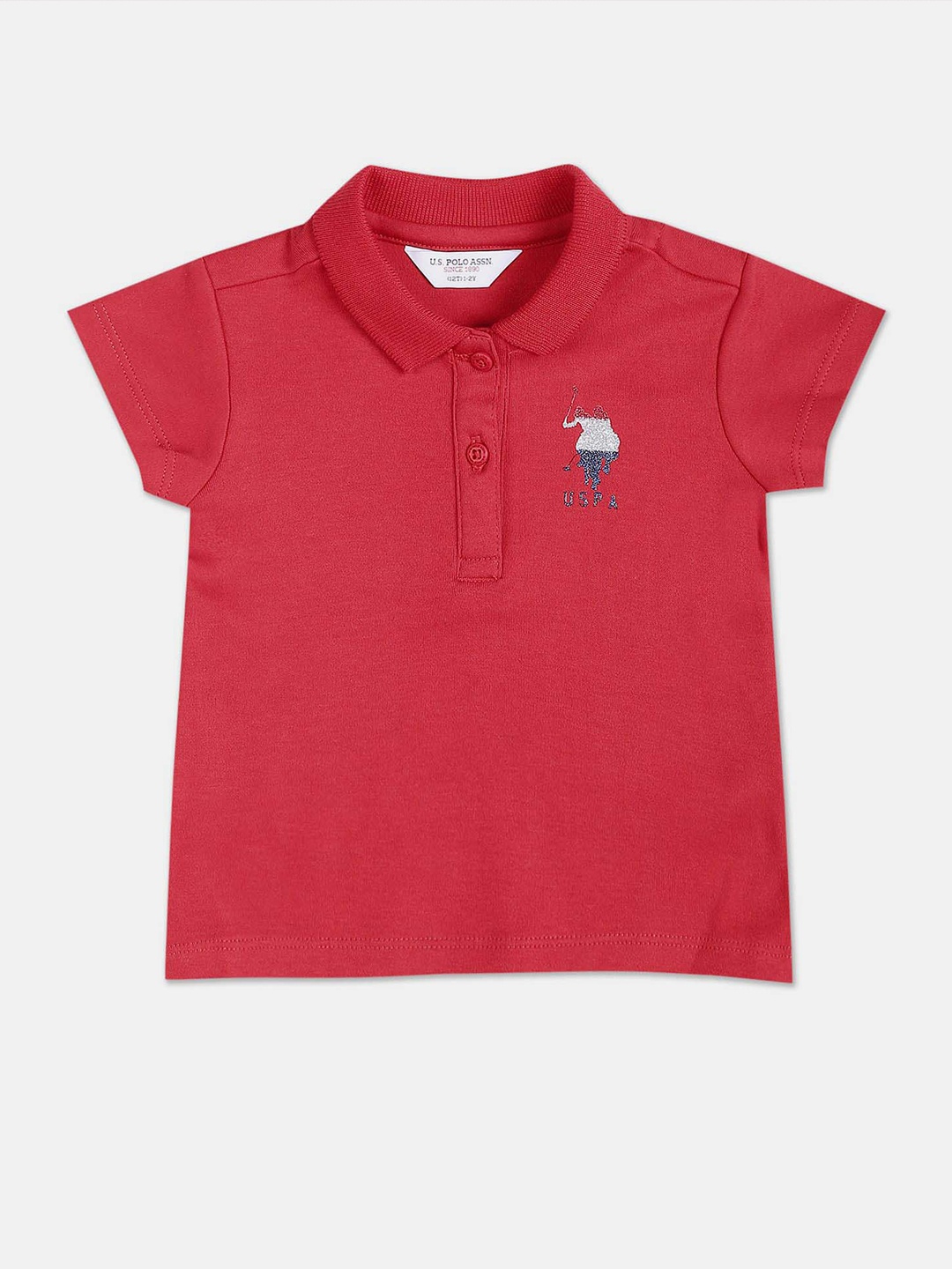 

U.S. Polo Assn. Kids Girls Polo Collar Pure Cotton T-shirt, Red