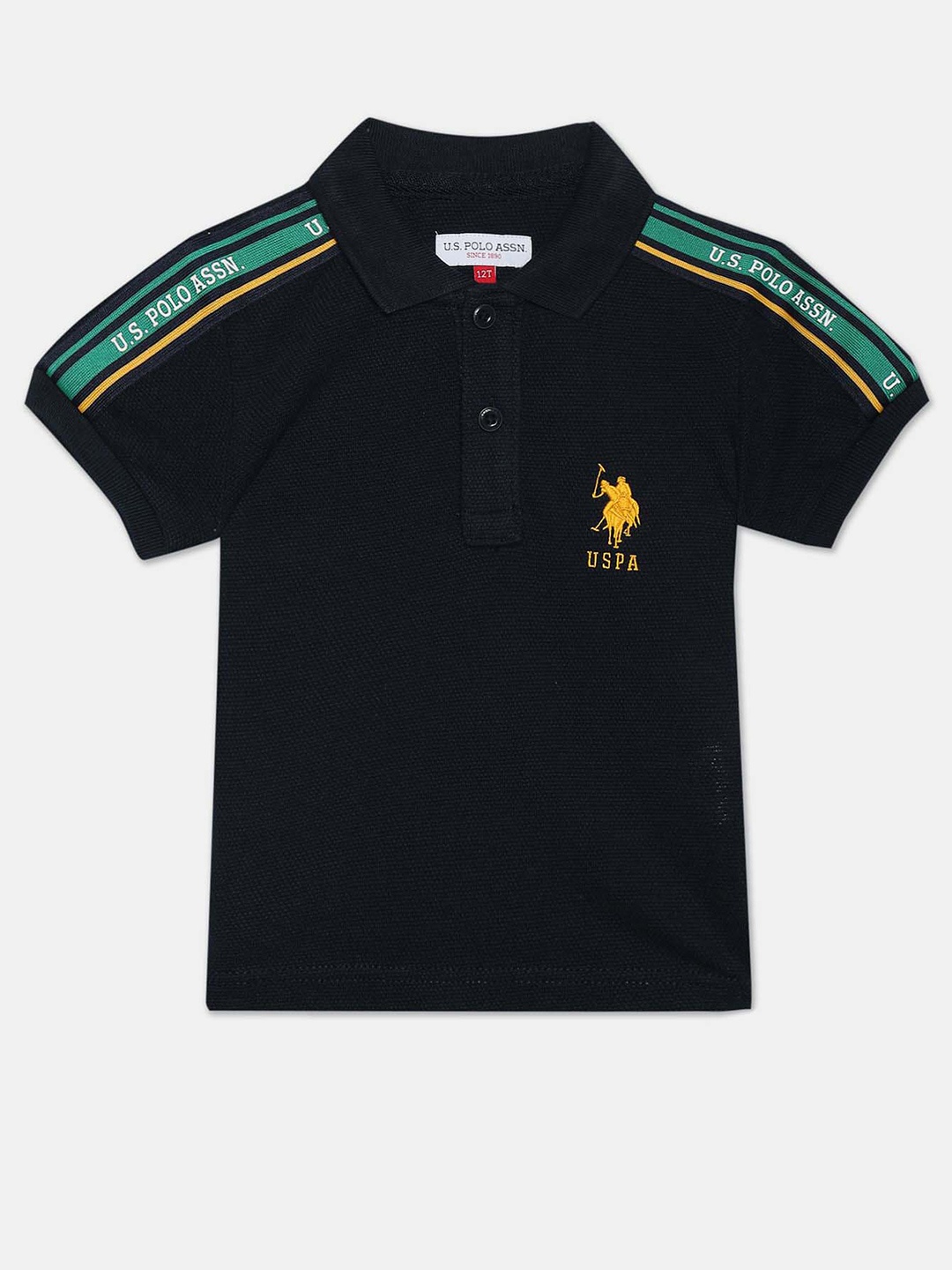 

U.S. Polo Assn. Kids Boys Polo Collar Pure Cotton T-shirt, Black