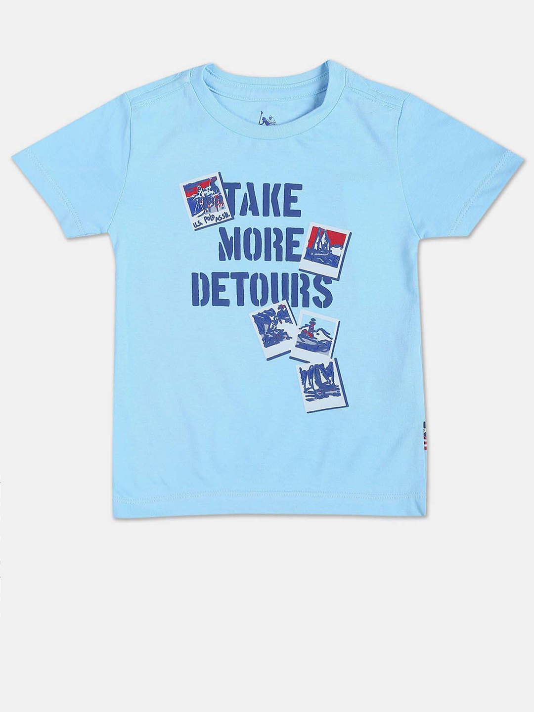 

U.S. Polo Assn. Kids Boys Typography Printed Pure Cotton T-shirt, Blue