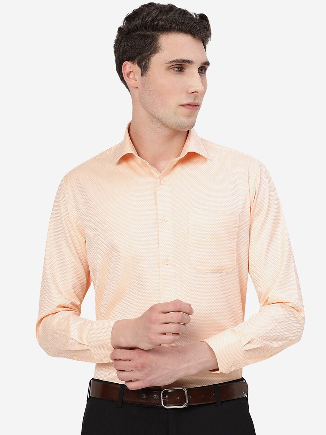 

Greenfibre Slim Fit Spread Collar Formal Shirt, Peach