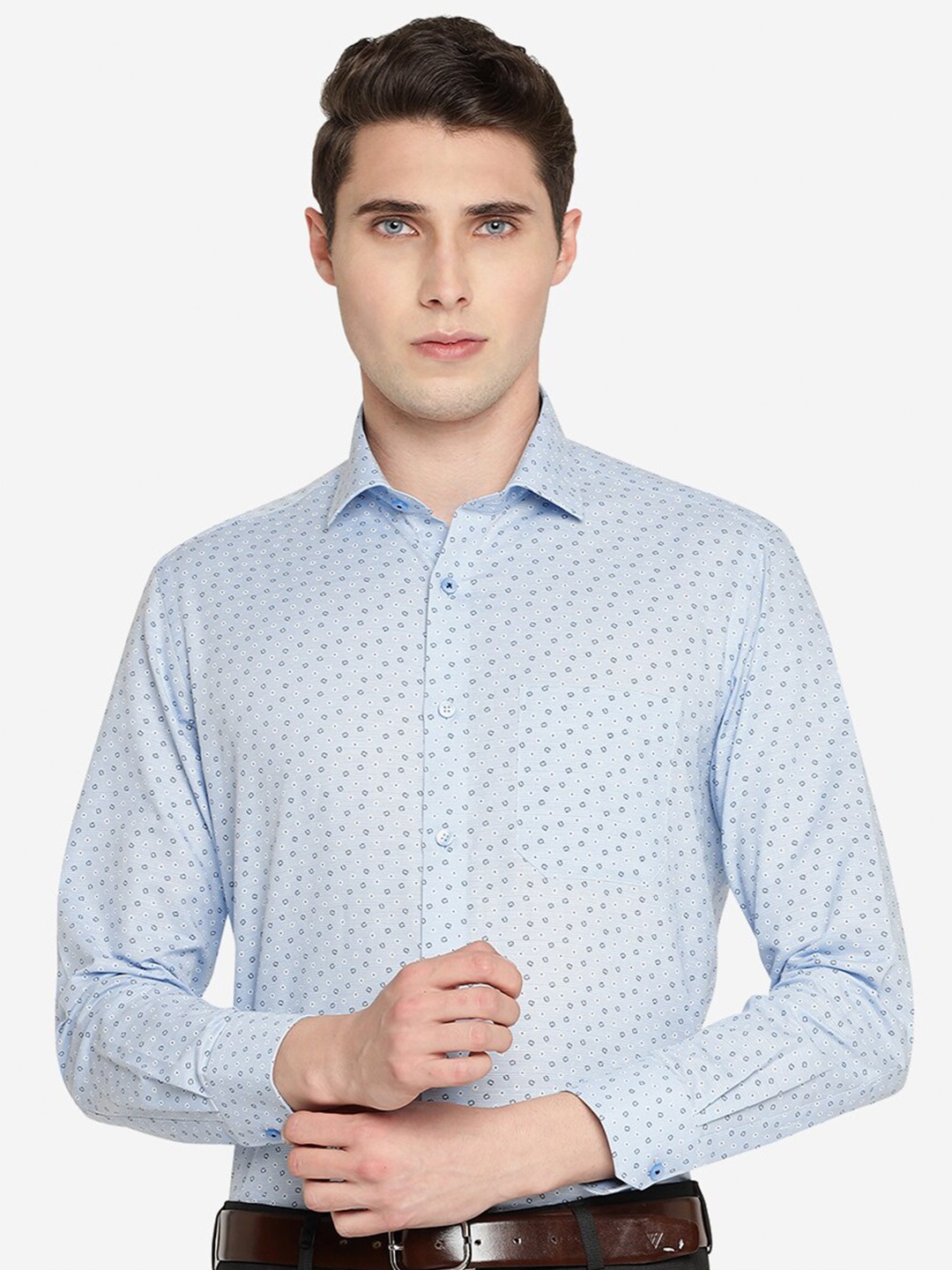 

Greenfibre Slim Fit Printed Formal Shirt, Blue