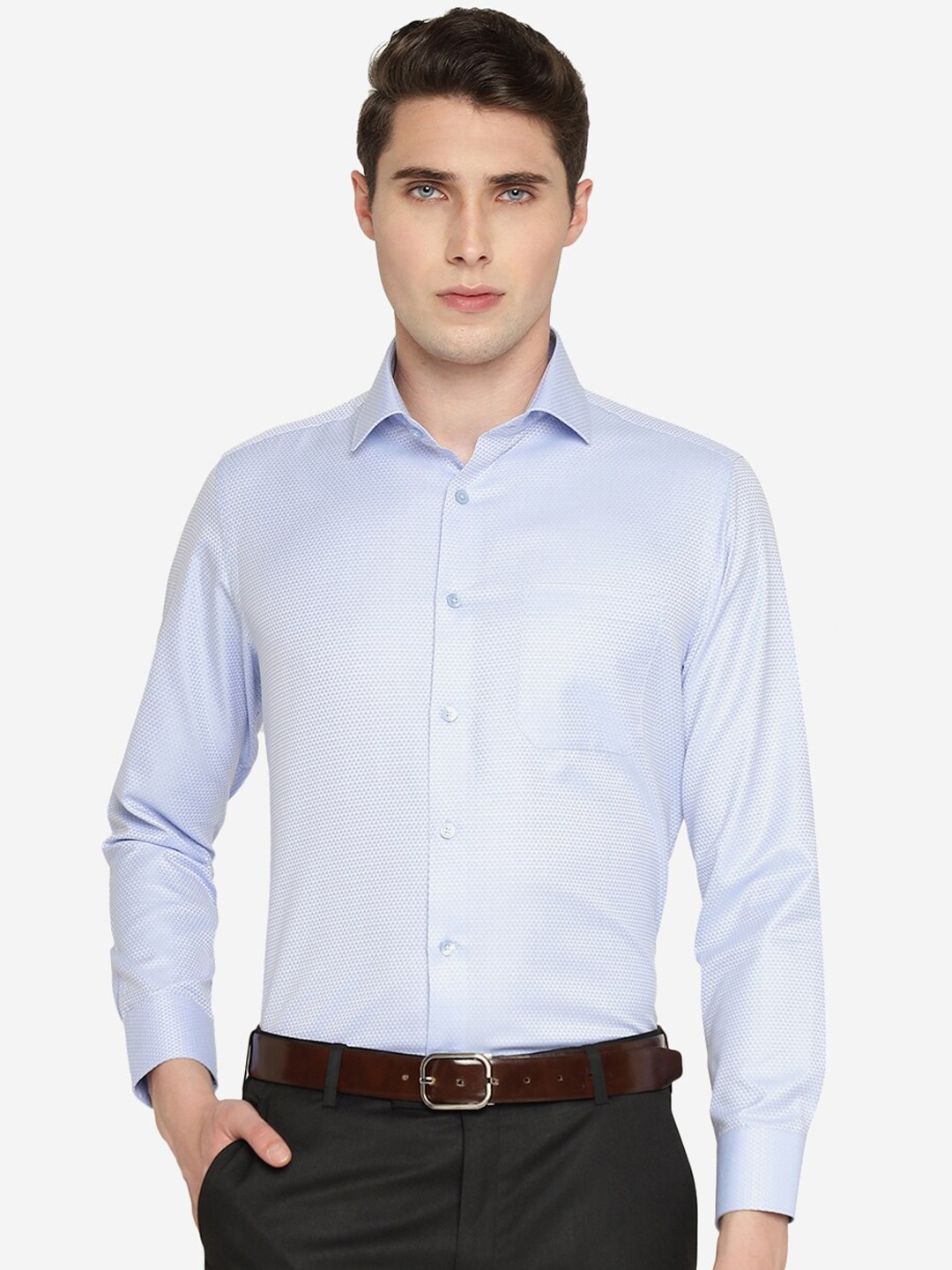 

Greenfibre Men Slim Fit Micro Ditsy Printed Formal Shirt, Blue